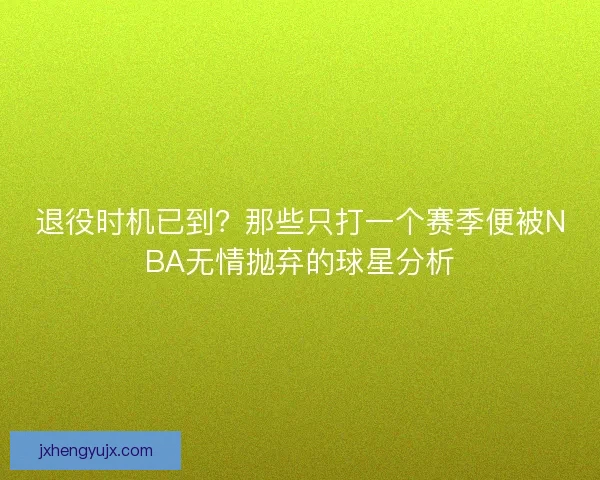 退役时机已到？那些只打一个赛季便被NBA无情抛弃的球星分析